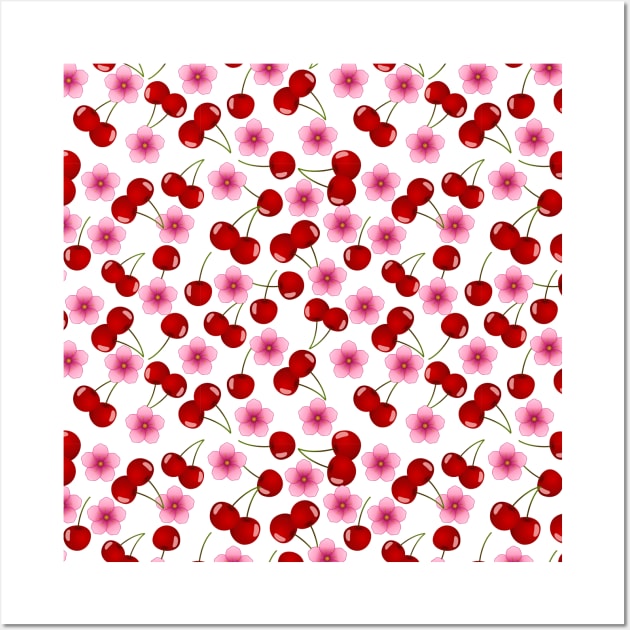 Cherries Pattern Wall Art by Designoholic